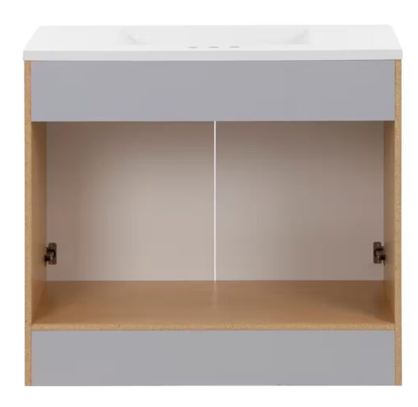 36 in. Single Sink Bath Pearl Gray Vanity with Cultured Marble Top (Assembled)